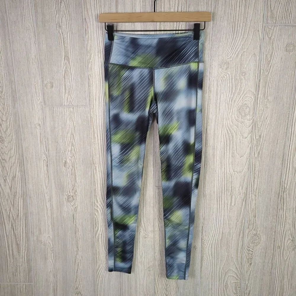 Athleta Womens Size XS Chatarunga High Rise Alpine Print Leggings Blue Yellow